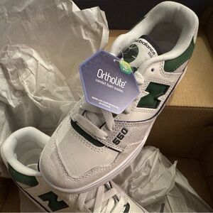 New Balance White & Green 550 Sneakers with Ortholite Insole